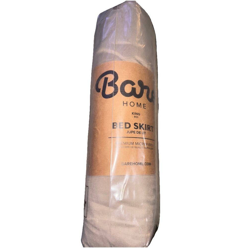 NIP King Bed Skirt Brown/khaki 15-Inch Drop Premium Microfiber Bare Home